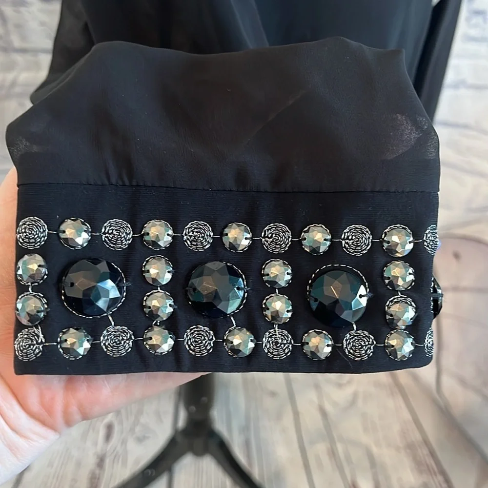 Vintage R & M Richard’s Evening Jacket Beaded Cuffs Black Size Large